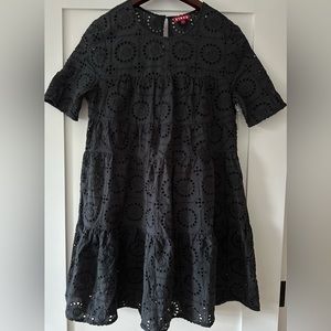Staud Hyacinth Black Eyelet Mini Dress Size S